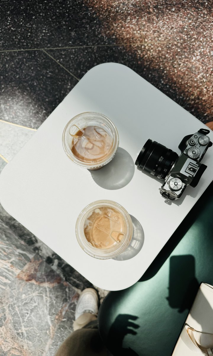 Coffee and camera flatlay